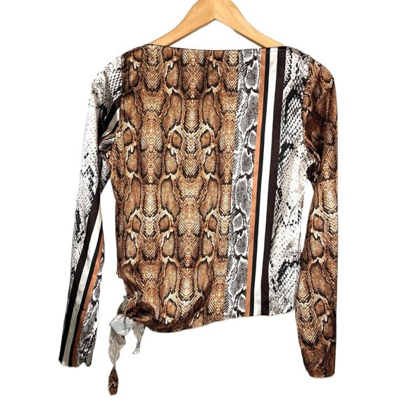 Roberta Biagi Satin asymmetrical snake print blouse sz XS - Picture 3 of 9